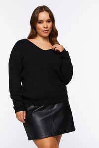 BLACK Plus Size Twisted-Back Sweater, image 1
