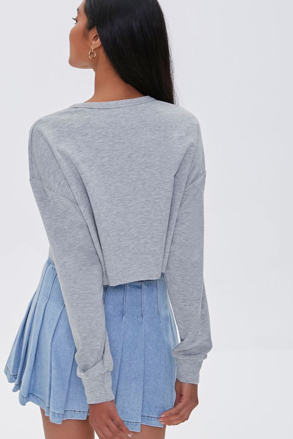 HEATHER GREY Cropped French Terry Top, image 3