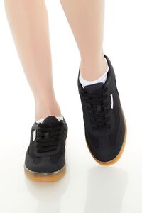 BLACK Geo Faux Leather Low-Top Sneakers, image 4