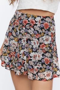 BLACK/MULTI Floral Flounce Mini Skirt, image 6