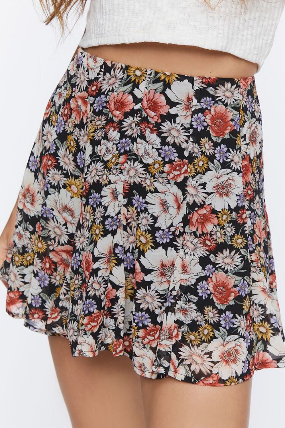 Floral Flounce Mini Skirt