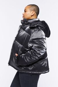 BLACK Plus Size Metallic Puffer Jacket, image 2