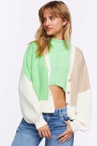 MINT/MULTI Colorblock Cardigan Sweater, image 1