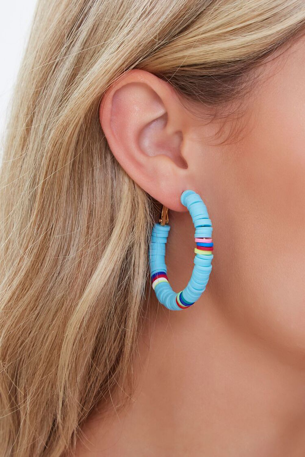 BLUE Beaded Hoop Earrings, image 1