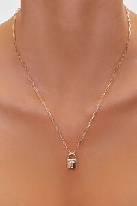 GOLD/G Letter Lock Charm Necklace, image 2