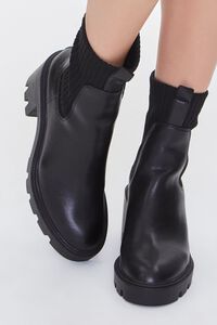 BLACK Faux Leather Platform Chelsea Boots, image 4