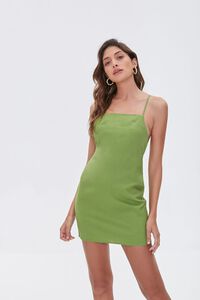 GREEN Crisscross Linen-Blend Mini Dress, image 1