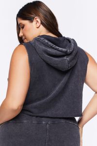 CHARCOAL Plus Size Active Sleeveless Cropped Hoodie, image 3