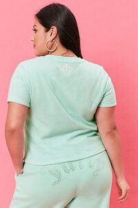 MINT/WHITE Plus Size Terry Cloth Juicy Couture Tee, image 3