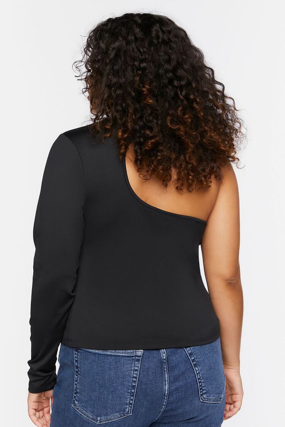 BLACK Plus Size One-Sleeve Cutout Top, image 3