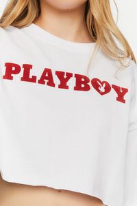 WHITE/RED Playboy Cropped Tee, image 5