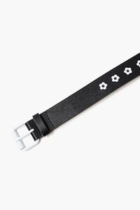 BLACK/WHITE Floral Faux Leather Hip Belt, image 2