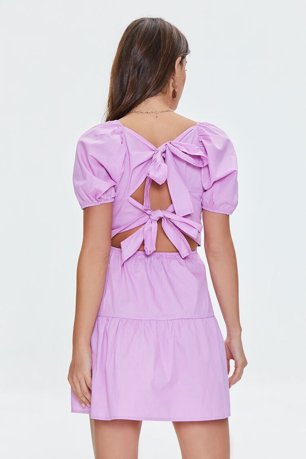 Tie-Back Poplin Mini Dress, image 3