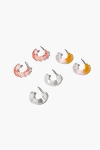 PINK/YELLOW Transparent Hoop Earring Set, image 2