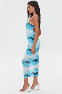 BLUE/MULTI Mesh Abstract Print Midi Dress, image 2