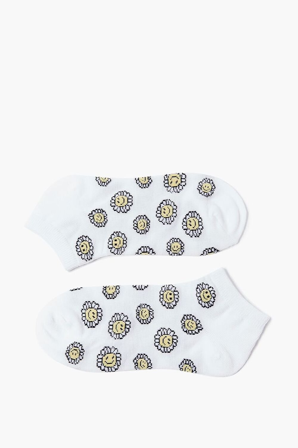 Happy Face Floral Print Ankle Socks, image 2