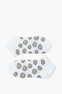 WHITE/MULTI Happy Face Floral Print Ankle Socks, image 2