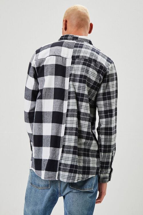 BLACK/WHITE Reworked Plaid Button-Front Shirt, image 3