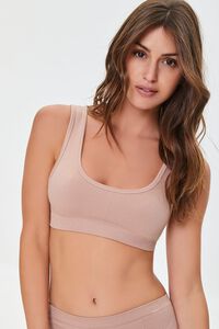 TAUPE Seamless Ribbed Bralette, image 1