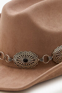 TAUPE/SILVER Faux Stone Chain Cowboy Hat, image 5