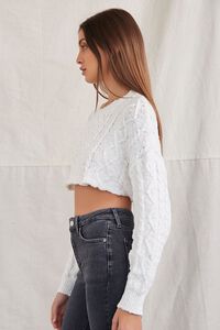 IVORY Cropped Cable Knit Sweater, image 2