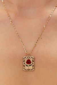 GOLD/RED Rose Chain Necklace, image 2