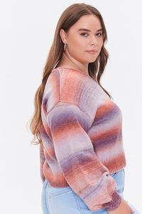 RUST/MULTI Plus Size Striped V-Neck Sweater, image 2