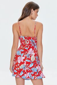 RED/MULTI Tropical Print Lace-Front Mini Dress, image 3