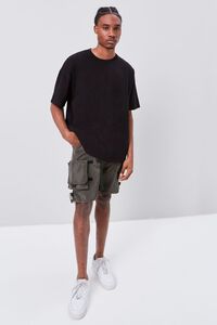 CHARCOAL Release-Buckle Belted Cargo Shorts, image 5