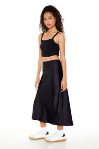 JET BLACK Satin Slip Midi Skirt, image 2
