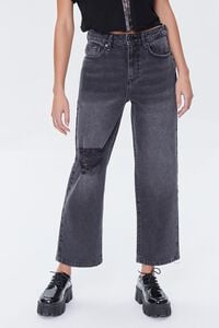 WASHED BLACK High-Rise Straight Jeans, image 2