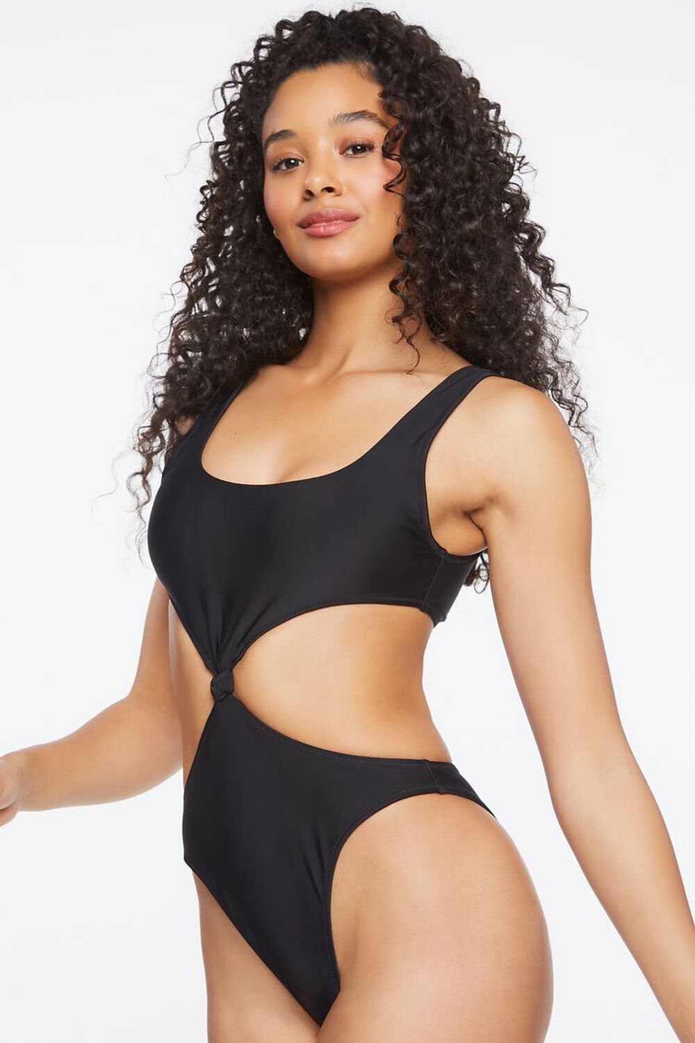 BLACK Knotted Monokini One-Piece Swimsuit, image 2