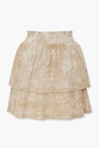 KHAKI/CREAM Tiered Mineral Wash Mini Skirt, image 1