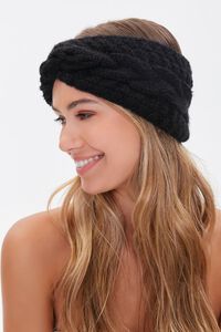 BLACK Twisted Cable Knit Headwrap, image 2
