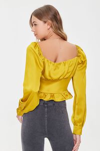 GOLD Satin Button-Front Flounce Top, image 3