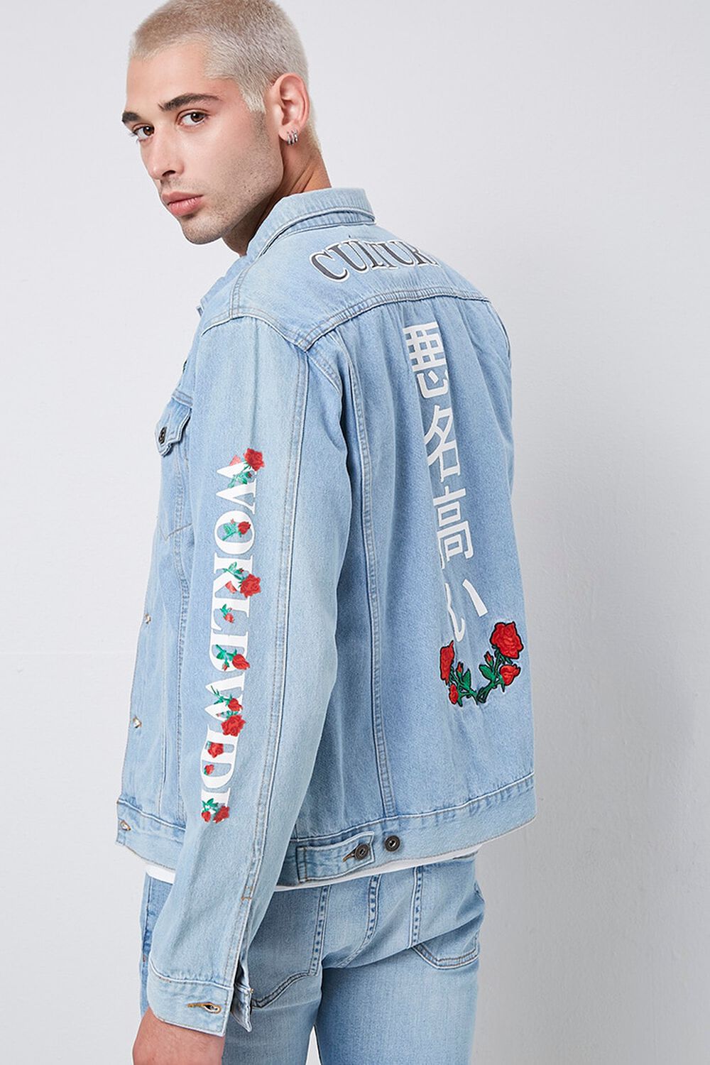 Svinde bort Derive operatør Culture Rose Embroidered Graphic Denim Jacket