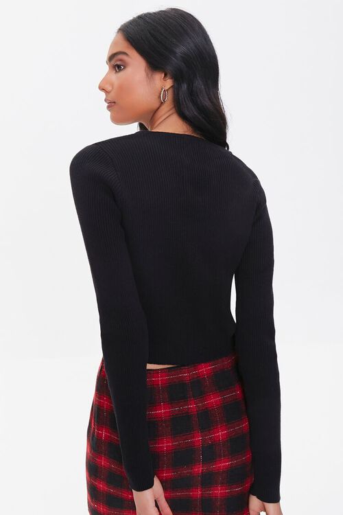 BLACK Ribbed Sweater-Knit Crop Top, image 3