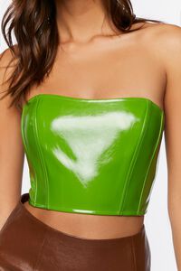 GREEN Faux Patent Leather Tube Top, image 5