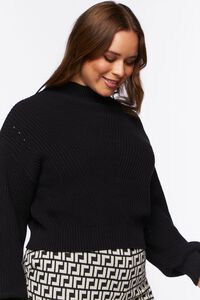 BLACK Plus Size Ribbed Mock Neck Sweater, image 2