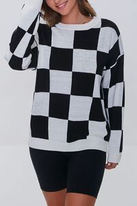 BLACK/WHITE Checkered Drop-Sleeve Sweater, image 2