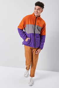 ORANGE/PURPLE Fleece Colorblock Jacket, image 4