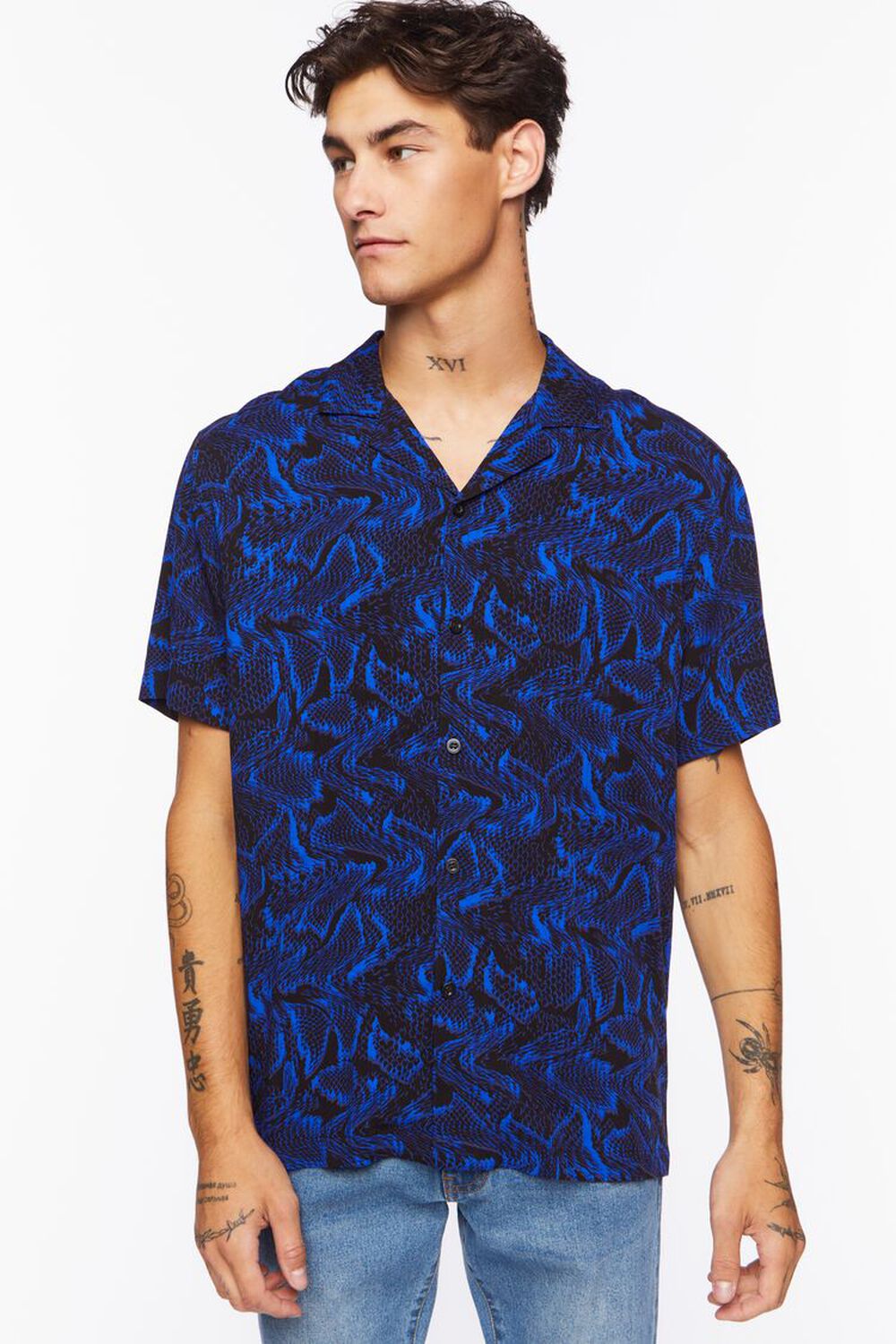 BLACK/BLUE Abstract Snakeskin Shirt, image 1