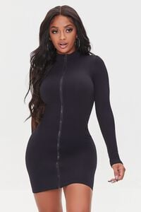 BLACK Bodycon Zip-Front Mini Dress, image 5