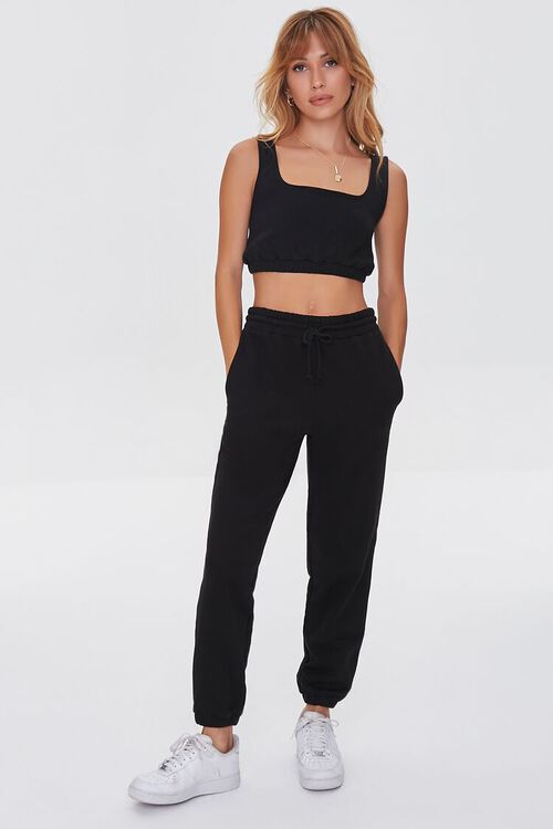 BLACK French Terry Crop Top, image 4