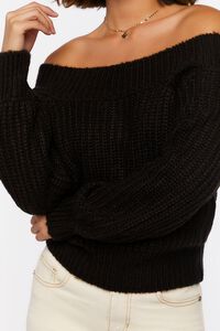 BLACK Purl Knit Off-the-Shoulder Sweater, image 5