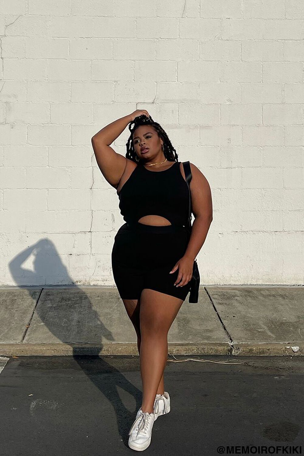 BLACK Plus Size Fitted Cutout Romper, image 1