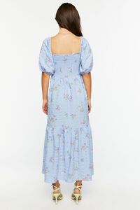 BLUE/MULTI Floral Print Puff-Sleeve Maxi Dress, image 3