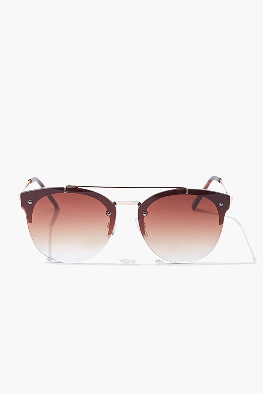 GOLD/BROWN Round Metal Sunglasses, image 1
