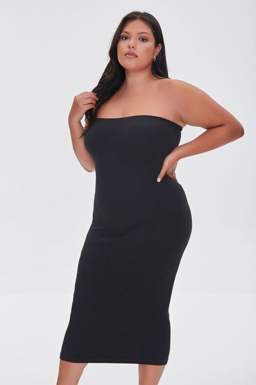 BLACK Plus Size Bodycon Tube Dress, image 2