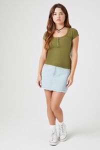 OLIVE Rib-Knit Buttoned Baby Tee, image 4